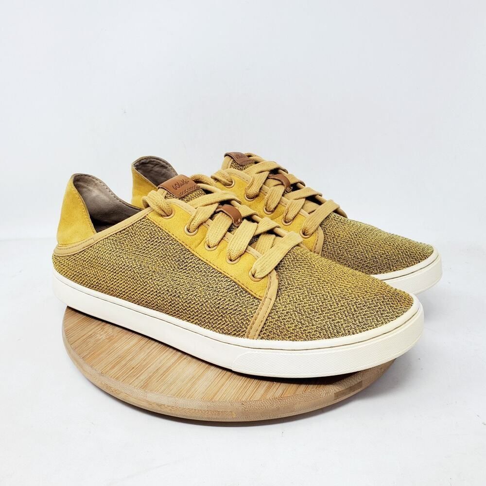 OluKai Pehuea Li Shoes Womens 10 Mustard Yellow Lace‎ Up Loafer Sneaker
